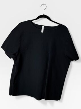 Stylus Black Ribbed Spandex Scoop neck Top Size 1x (0)